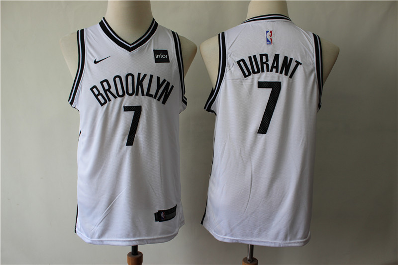 Kids NBA Brooklyn Nets #7 Durant White Jersey