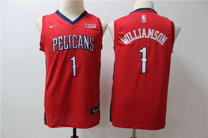 Kids NBA New Orleans Hornets #1 Williamson Red Jersey