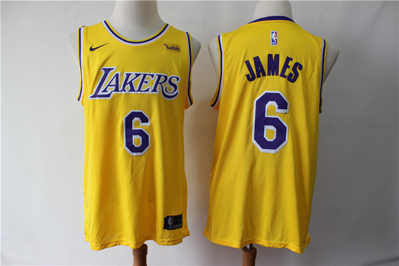 NBA Los Angeles Lakers #6 James Yellow Jersey