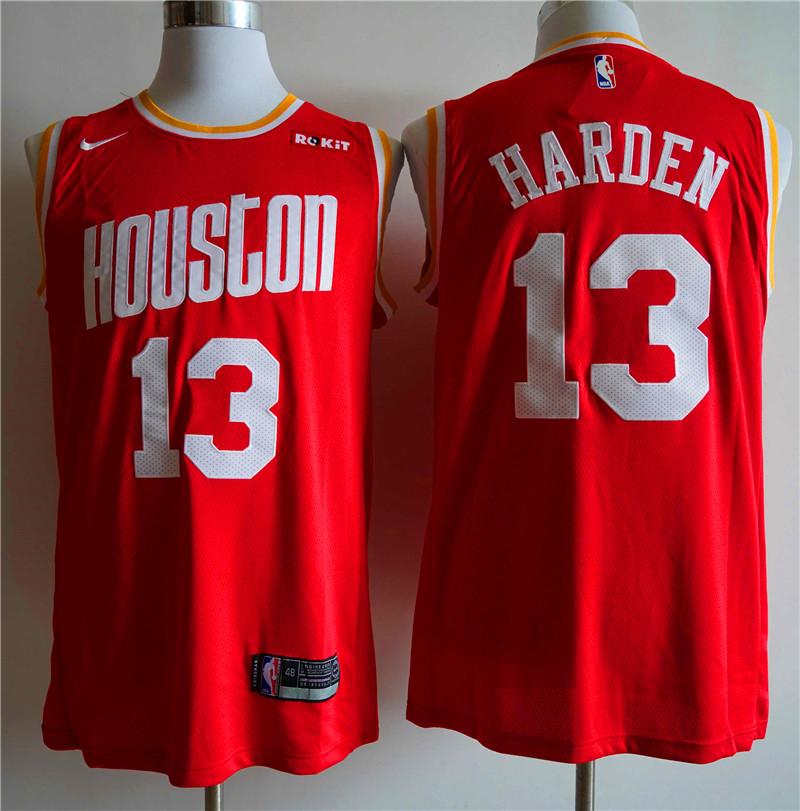 NBA Hoston Rockets #13 Harden Red Yellow Jersey