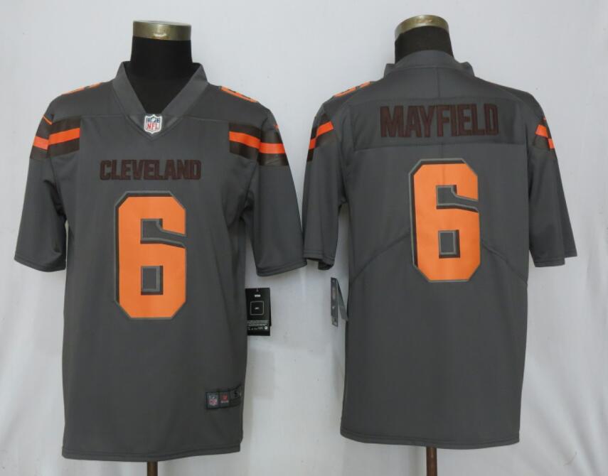 New Nike Cleveland Browns 6 Mayfield Nike Gray Inverted Legend Jersey