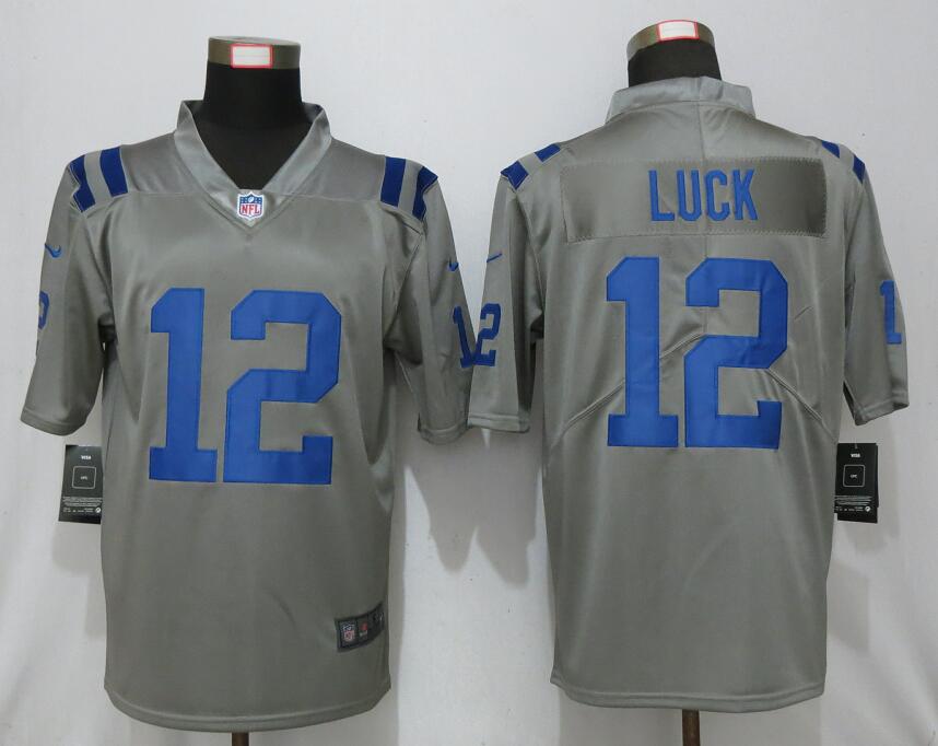 Nike Indianapolis Colts 12 Luck Vapor Gray Inverted Legend Jersey
