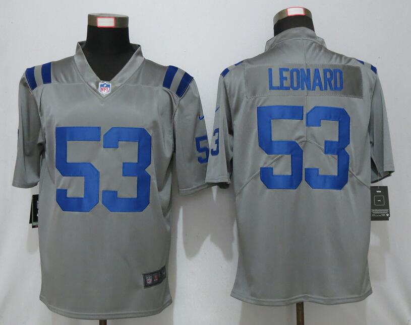 Nike Indianapolis Colts 53 Leonard Vapor Gray Inverted Legend Jersey