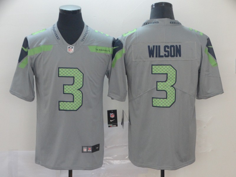 NFL Seattle Seahawks #3 Wilson Grey Throwback Jersey