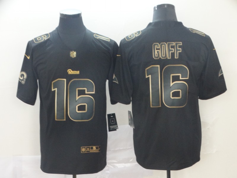 NFL Los Angeles Rams #16 Goff Black Gold Jersey
