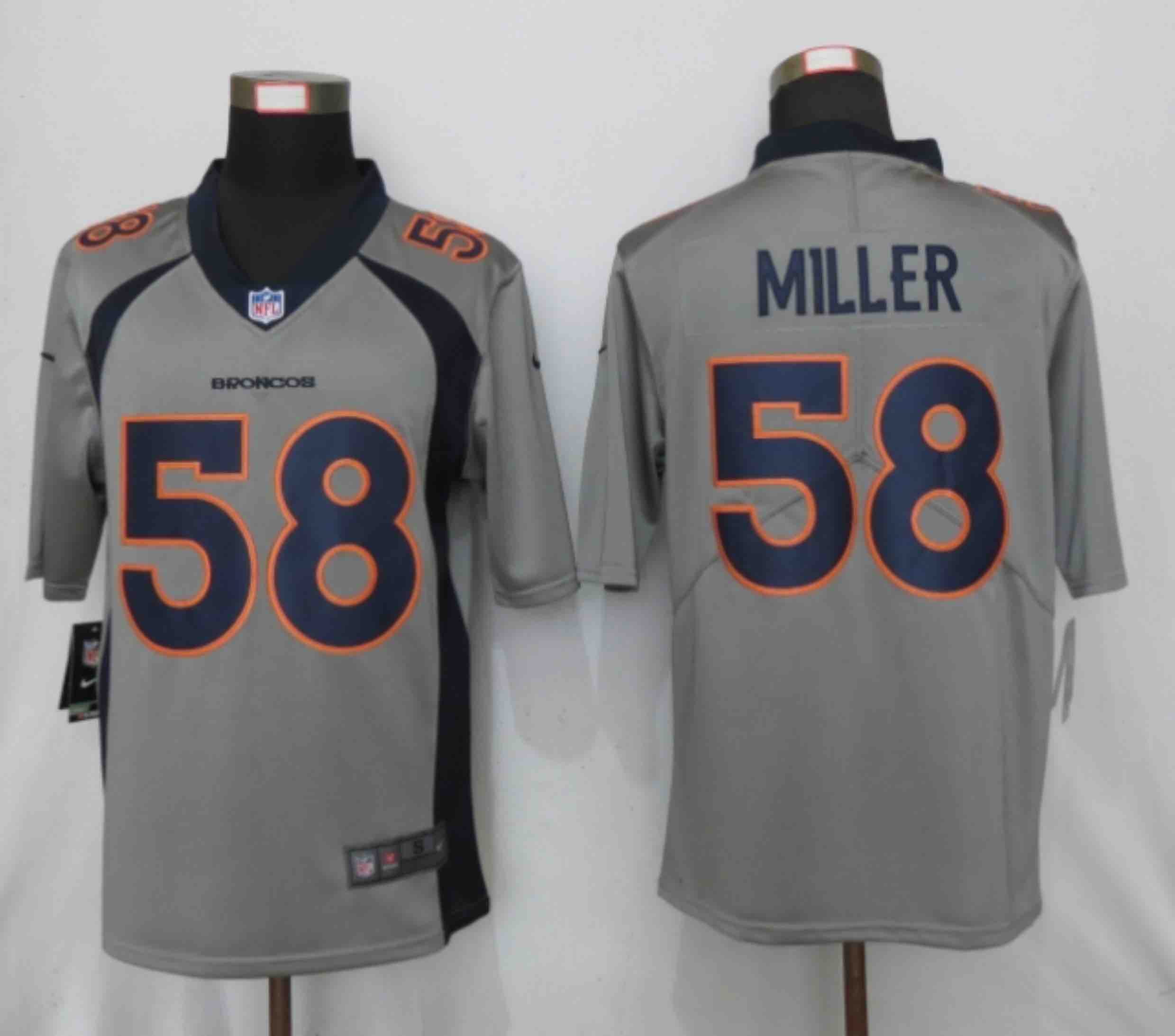 Nike Denver Broncos 58 Miller 2019 Vapor Untouchable Nike Gray Inverted Legend Jersey