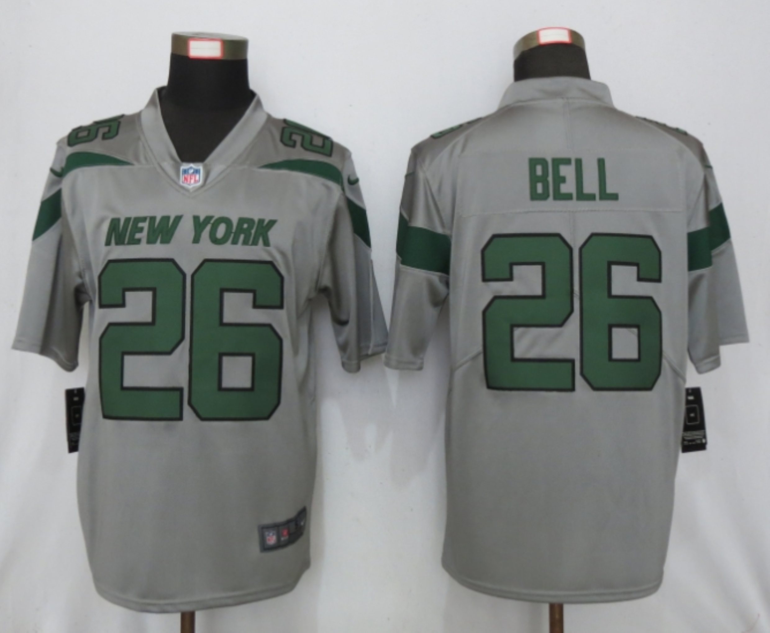 Nike New York Jets 26 Bell 2019 Vapor Untouchable Nike Gray Inverted Legend Jersey