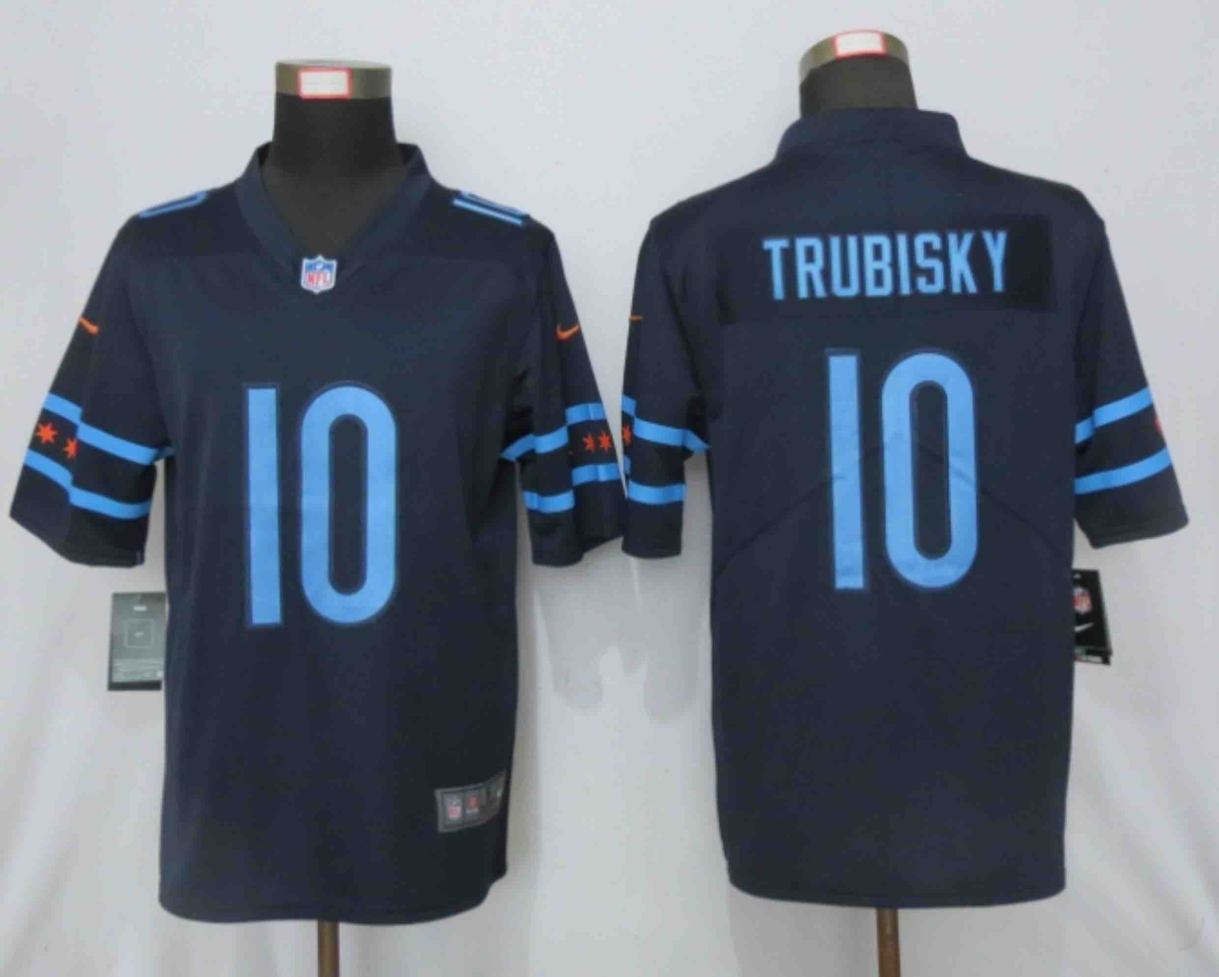 2019 Nike Mens Chicago Bears 10 Trubisky Mack Navy Vapor Limited City Edition NFL Jersey