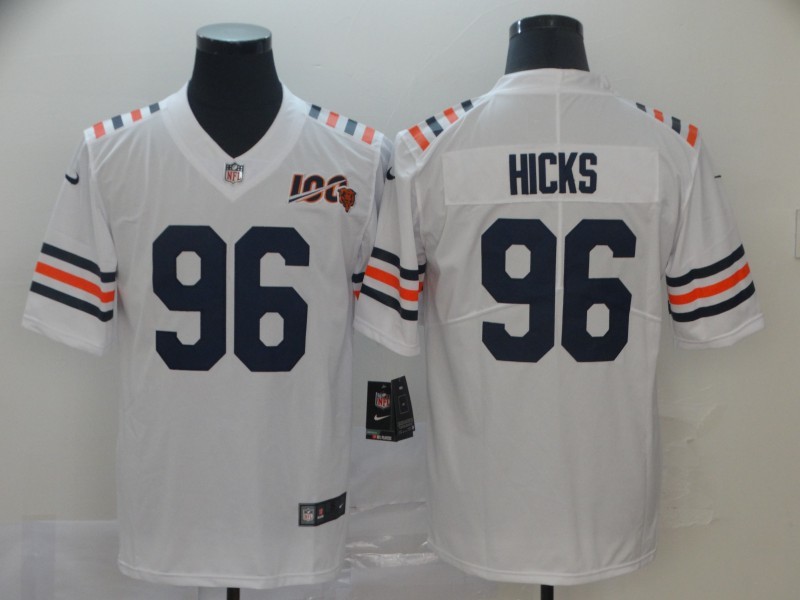 NFL Chicago Bears #96 Hicks White Vapor Limited 100th Anniversary Jersey