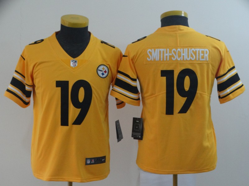 Kids NFL Pittsburgh Steelers #19 Smith-Schuster Yellow Jersey