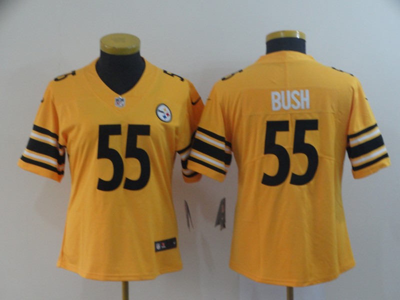 Womens NFL Pittsburgh Steelers #55 Bush Yellow Jersey