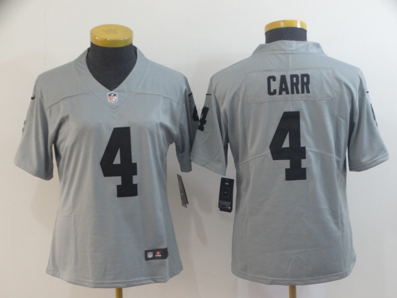 Womens NFL Oakland Raiders #4 Carr Grey Limited Jersey