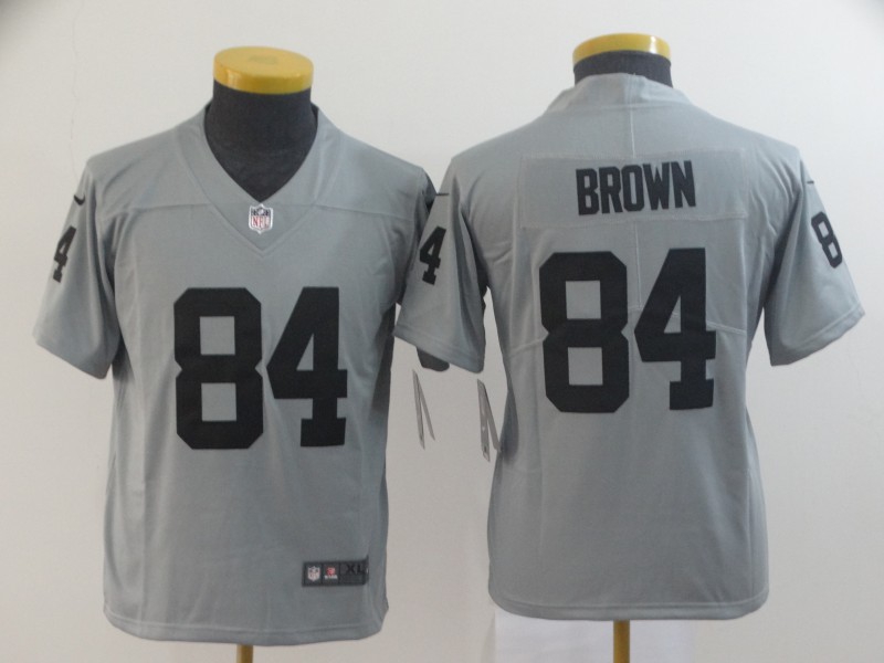 Kids NFL Oakland Raiders #84 Brown Grey Limited Jersey