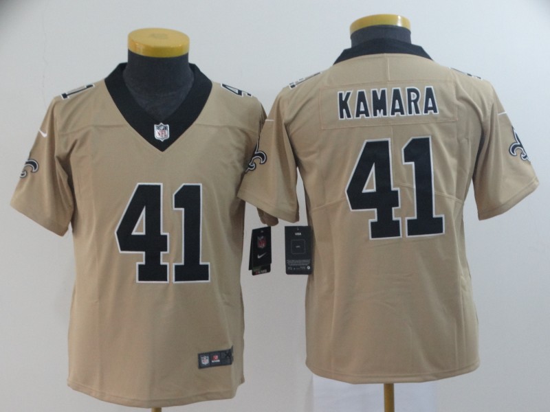 Kids NFL New Orleans Saints #41 Kamara Limited Yellow Jersey