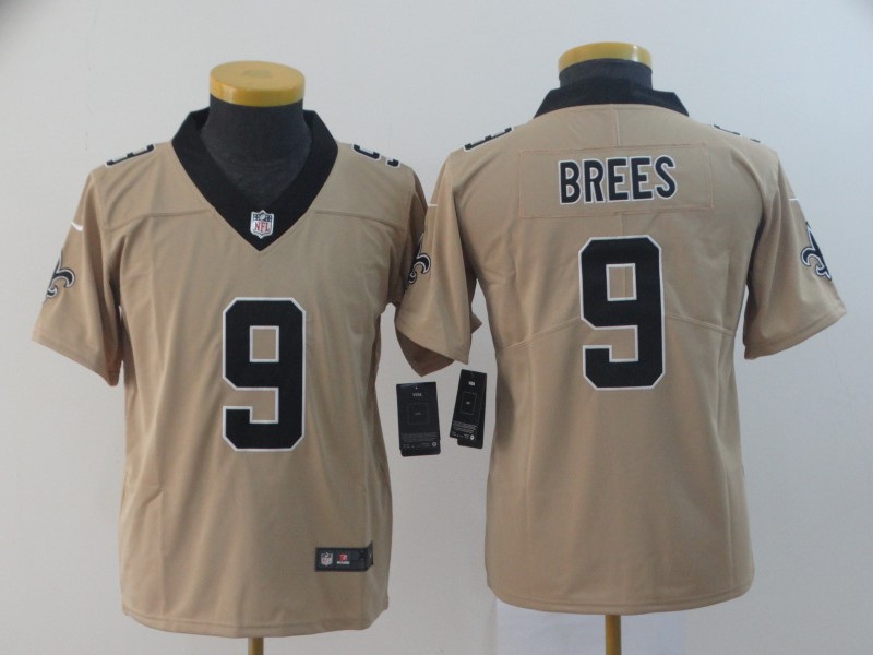 Kids NFL New Orleans Saints #9 Brees Inverted Grey Limited Jersey