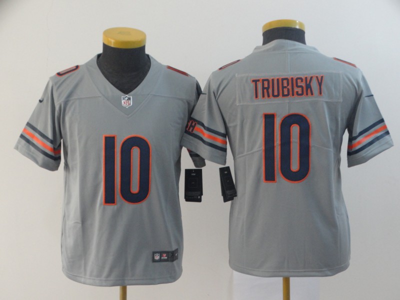 Kids NFL Chicago Bears #10 Trubisky Inverted Grey Limited Jersey