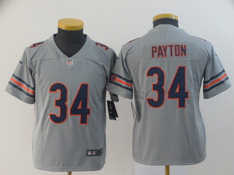 Kids NFL Chicago Bears #34 Payton Inverted Grey Limited Jersey