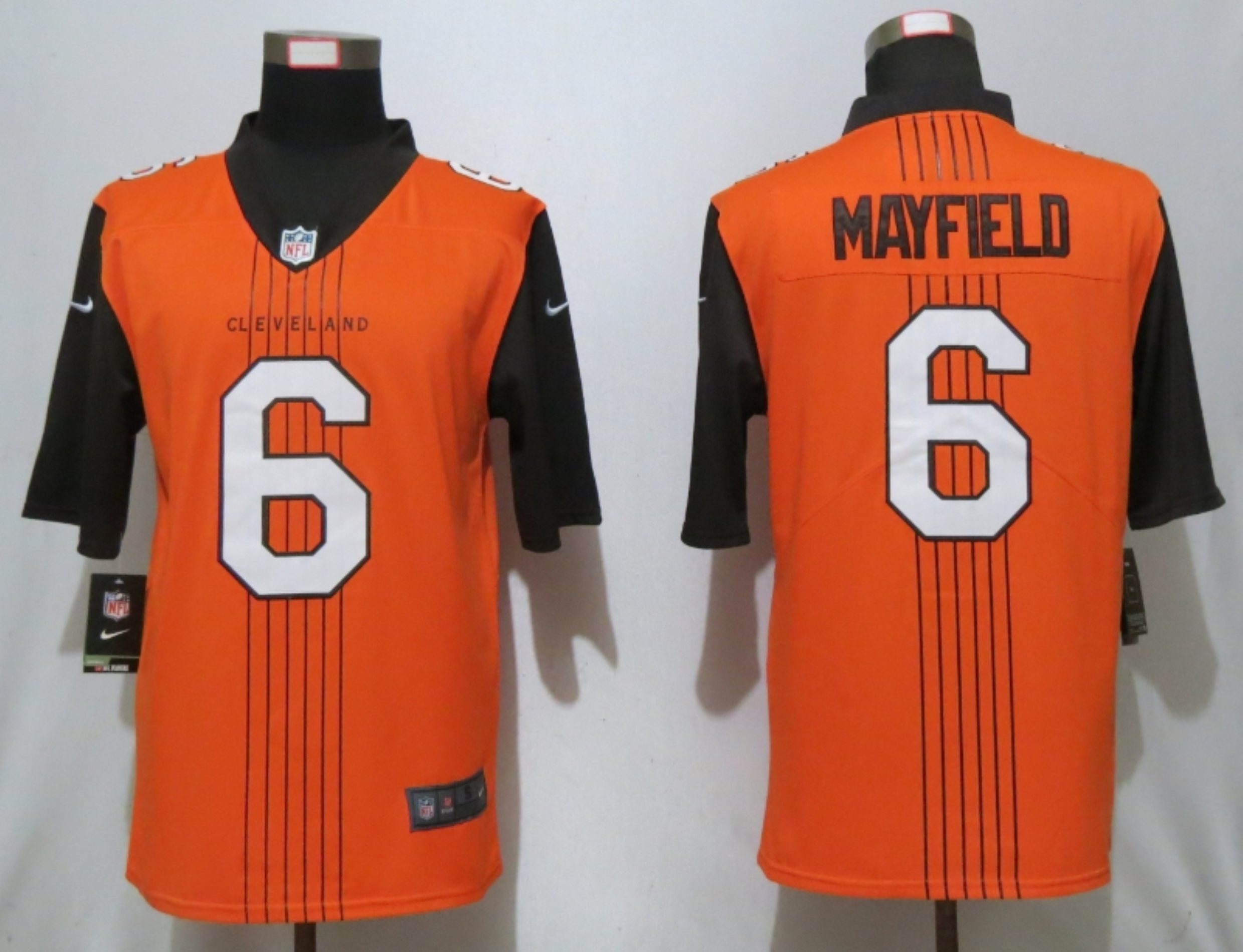 New Nike Cleveland Browns #6 Mayfield Orange Vapor Limited City Jersey