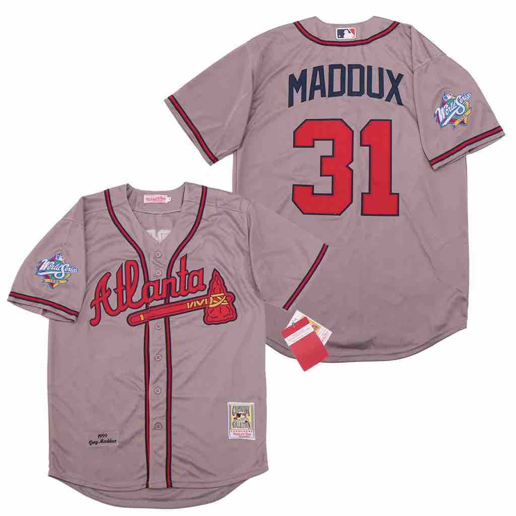 MLB Atlanta Braves #31 Maddux Grey Throwback Jersey