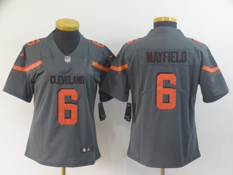 Womens NFL Cleveland Browns #6 Mayfield Grey Limited Jersey