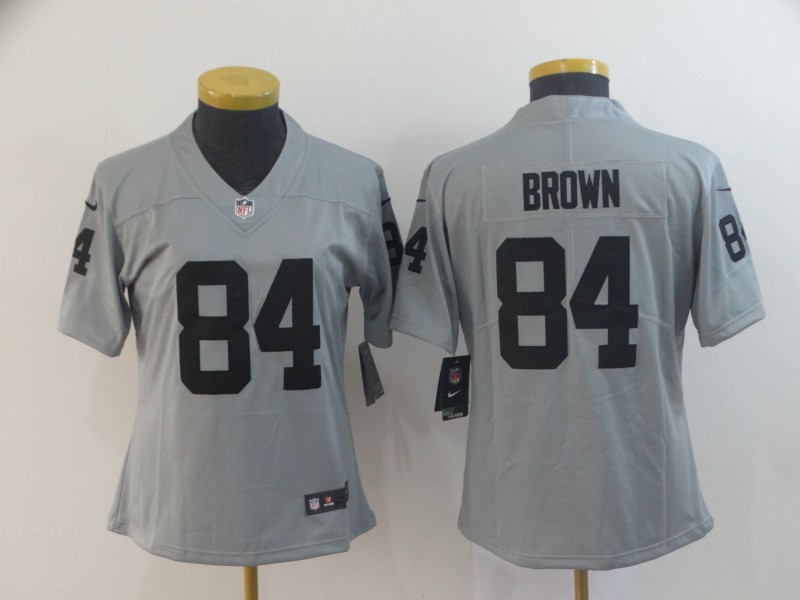 Womens NFL Oaklan Raiders #84 Brown Grey Limited Jersey