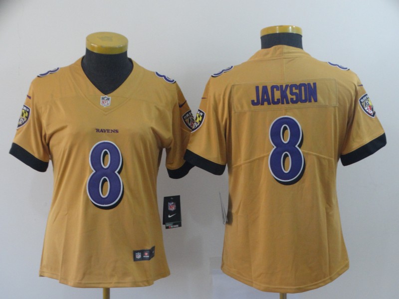 Womens NFL Baltimore Ravens #8 Jackson Vapor Inverted Jersey