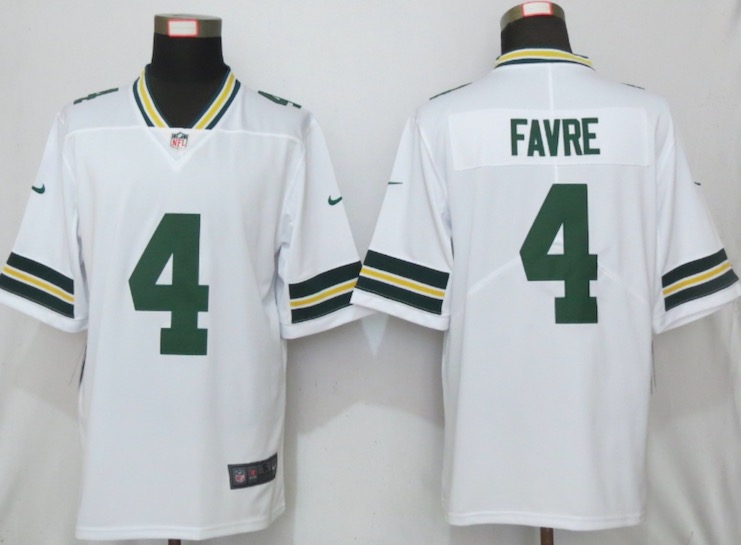 New Nike Green Bay Packers 4 Favre White Vapor Limited Jersey