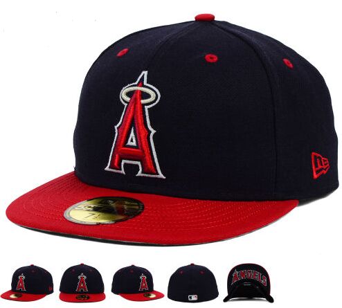 MLB Los Angeles Angels bLUE Fitted Hats--6