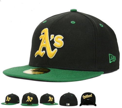 MLB Oakland Athletics Black Fitted Hats--6