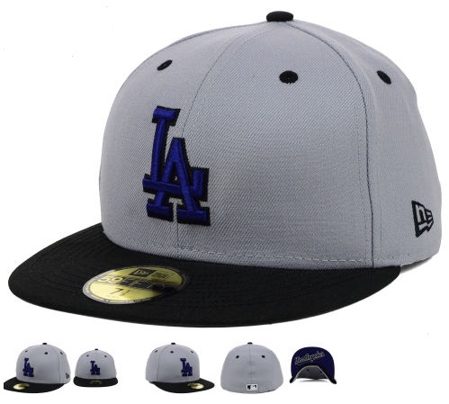 MLB Los Angeles Dodgers Grey Fitted Hats--6