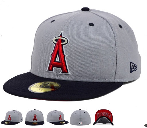MLB Los Angeles Angels Grey Fitted Hats--6