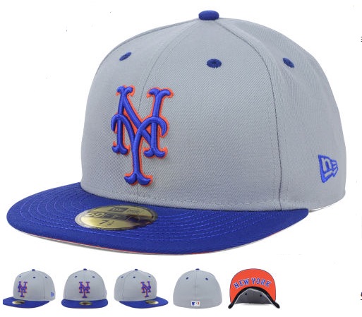 MLB New York Mets Grey Fitted Hats--6