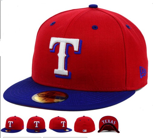 MLB Texas Rangers Fitted Red Hats--6