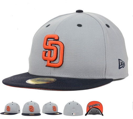 MLB San Diego Padres Grey Fitted Hats--6
