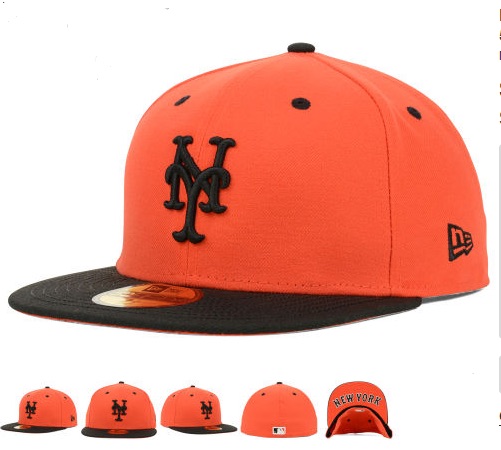 MLB New York Mets Orange Fitted Hats--6