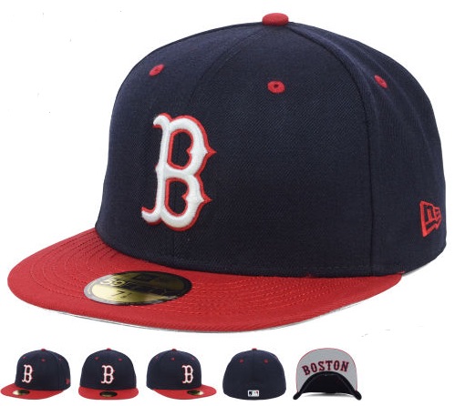 MLB Boston Red Sox Blue Fitted Hats--6