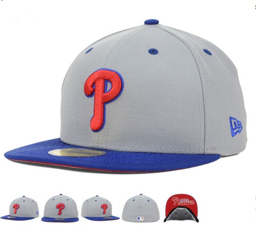 MLB Philadelphia Phillies Fitted Grey Hats--6