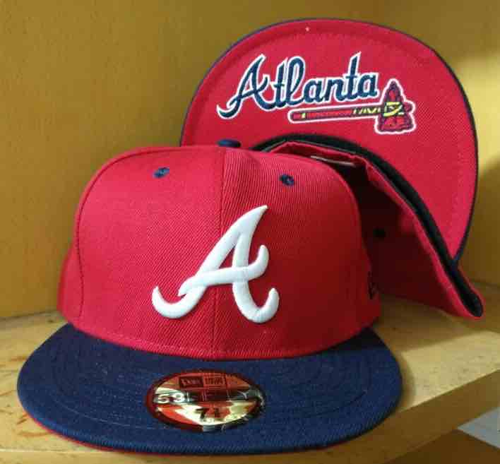 MLB Atlanta Braves Red Fitted Hats--6