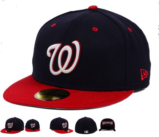 MLB Washington Nationals Blue Fitted Hats--6