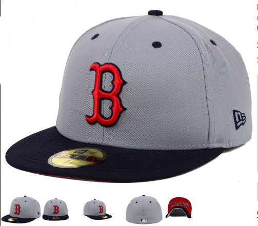 MLB Boston Red Sox Grey Fitted Hats--6