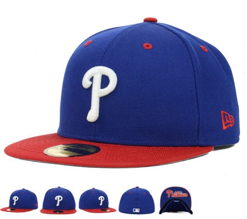 MLB Philadelphia Phillies Fitted Blue Hats--6