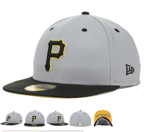 MLB Pittsburgh Pirates Grey Fitted Hats--6