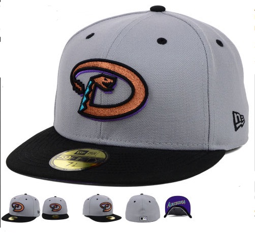 MLB Arizona Diamondbacks Grey Fitted Hats--6