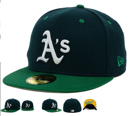 MLB Oakland Athletics Green Fitted Hats--6