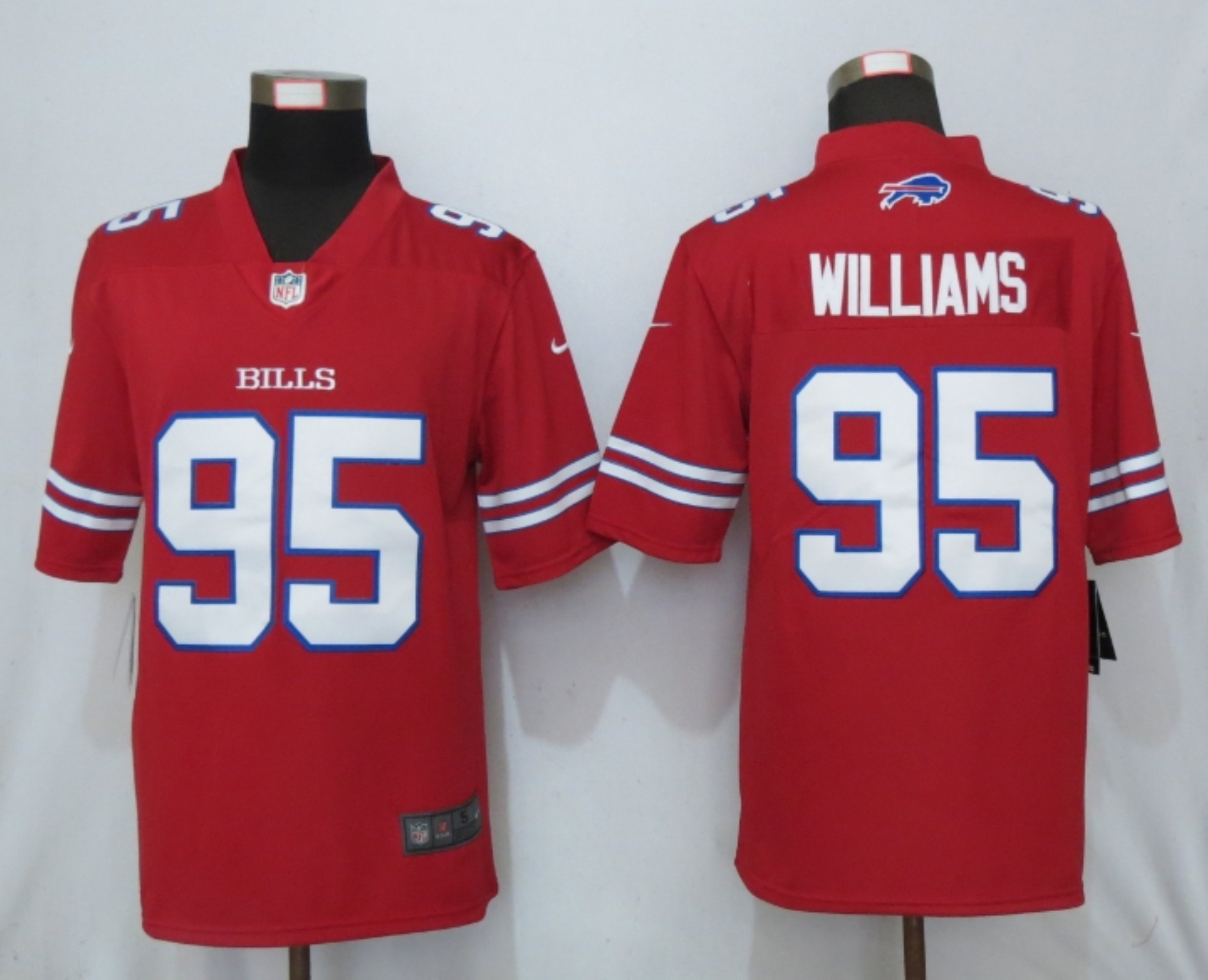 New Nike Buffalo Bills 95 Williams Navy Red Color Rush Limited Jersey