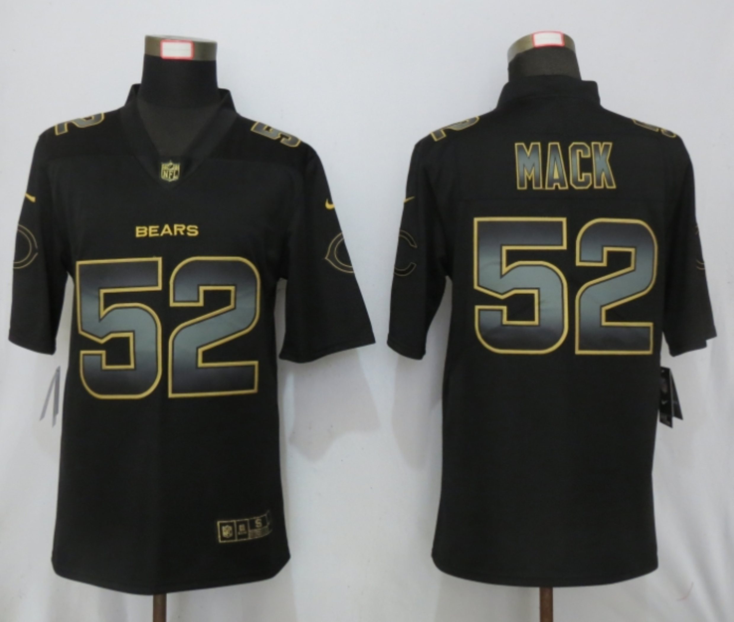 NFL Chicago Bears #52 Mack Black Gold Vapor Limited Jersey