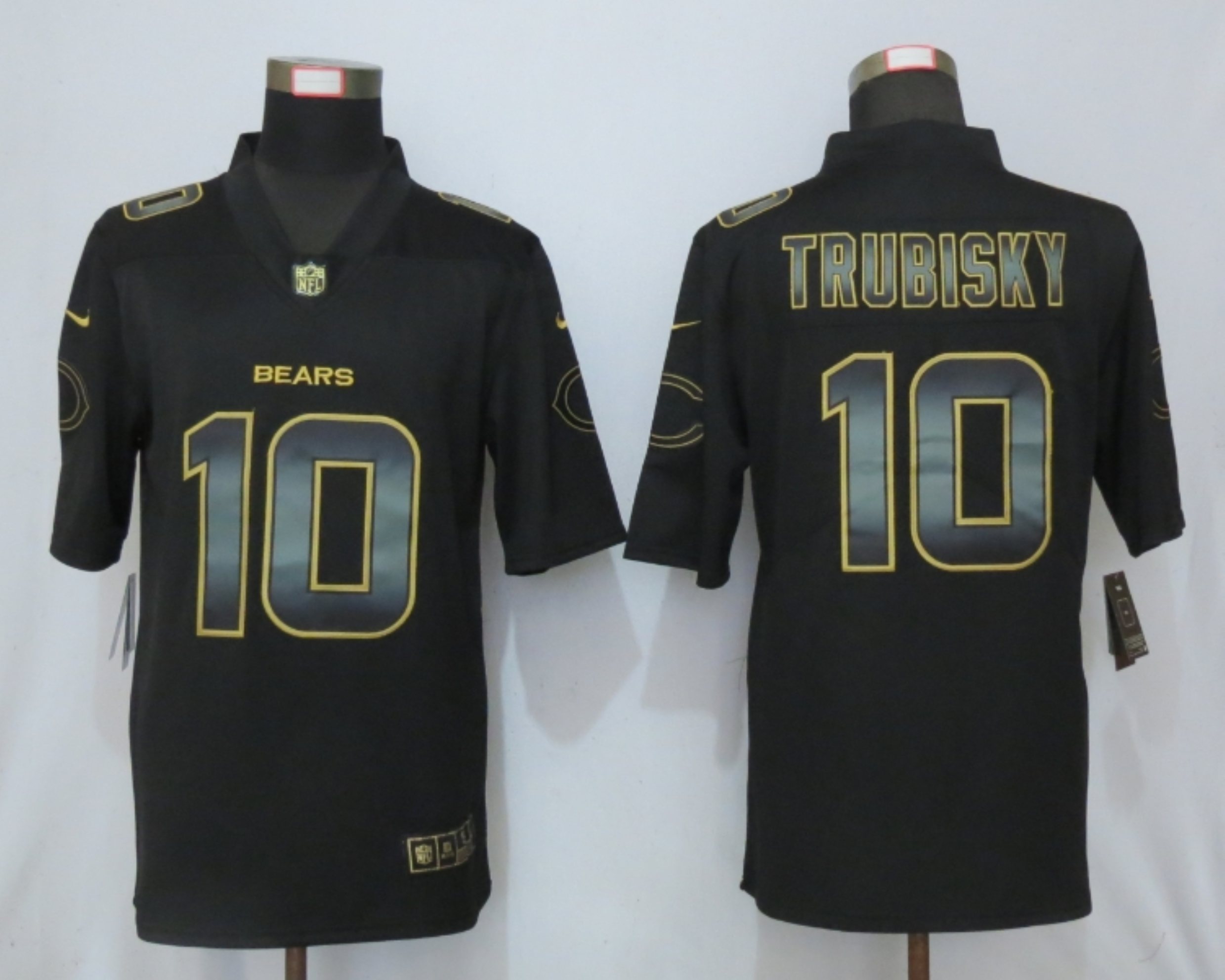 NFL Chicago Bears #10 Trubisky Black Gold Vapor Limited Jersey