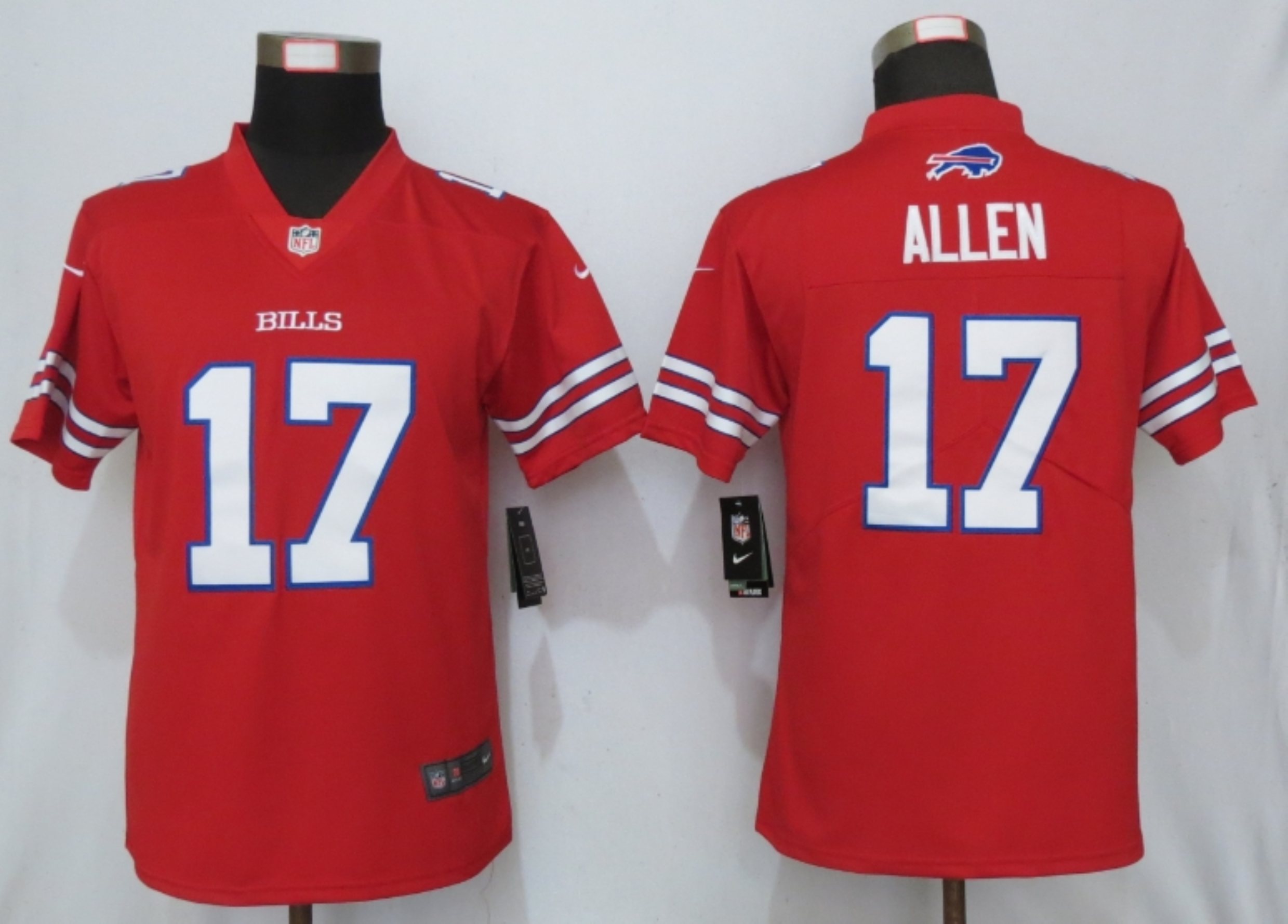 Womens Nike Buffalo Bills 17 Allen Red Color Rush Jersey