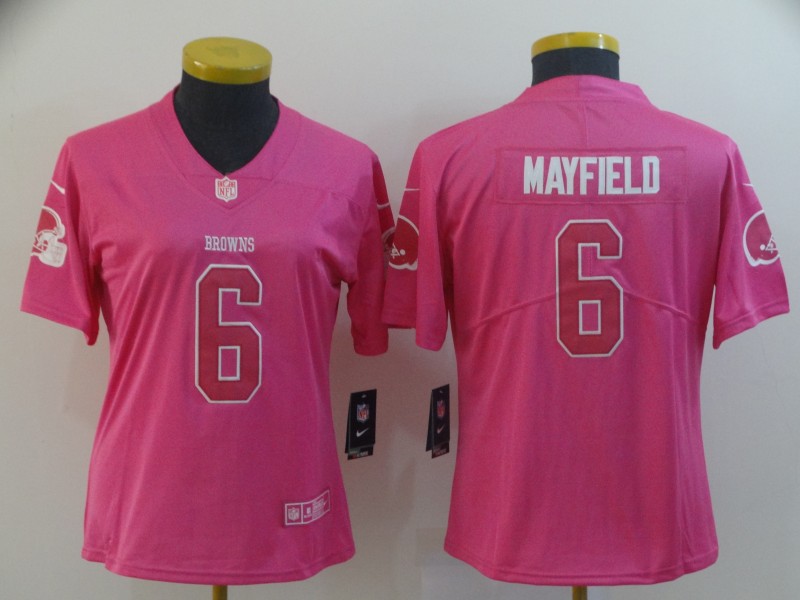 Womens NFL Cleveland Browns #6 Mayfield Pink Limited Jersey