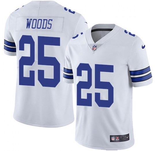 NFL Dallas Cowboys #25 Woods White Vapor Limited Jersey